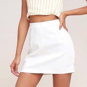 Free People White Denim Skirt